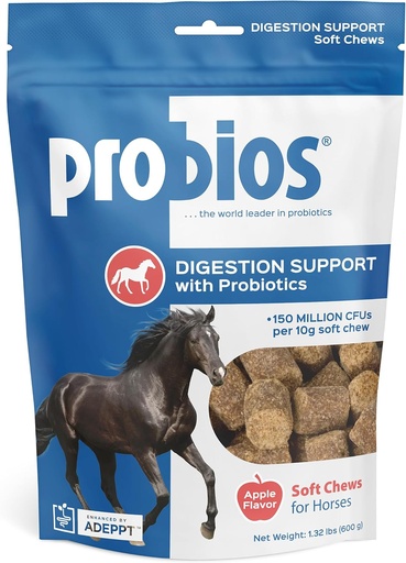 [BRSWI2Q3CJ6RUGA7] Probios for Horses Soft Chews, Daily Probiotic Supplement for Gut Health, Digestion & Immune Support, Horse Supplies, Apple Flavor, 1.32 lbs (600 Grams)