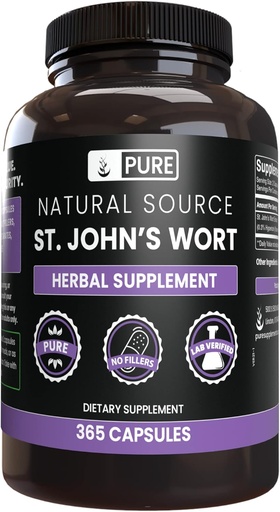 [BRSWGBQNBUCQAFYU] PURE ORIGINAL INGREDIENTS St John's Wort (365 kapslar) No Magnesium eller Rice Fillers, Always Pure, Lab Verified