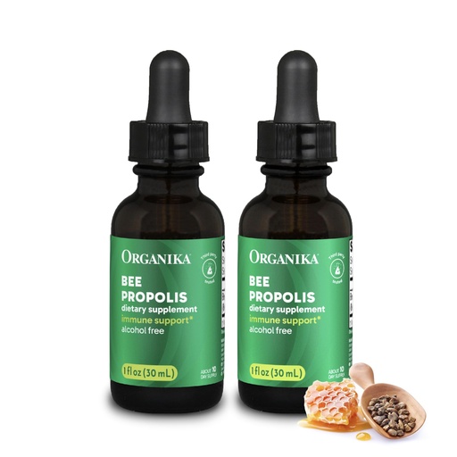 [BRSW2FTRCIGRU3LP] Organika Bee Propolis Tincture 1 oz x 2 Pack: Clean and Vegan Propolis Extract for Immune Defenses, Throat, and Breath - Free of Gluten, GMO, & Artificial Flavors - 20 Day Prop Drops Supply