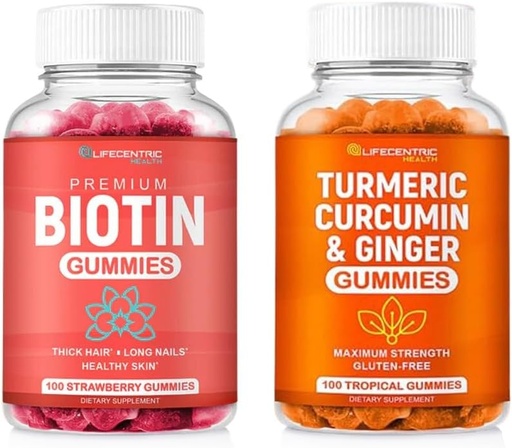 [BRSRAEAFDIIRQGQZ] Biotin & Turmeric Vegan Gummies Combo ... Max vahvuus hiusten kasvu, ihon terveys ja yleinen hyvinvointi ...10 000mcg Biotin & 95% Standardoitu turmeeric Curcumin...