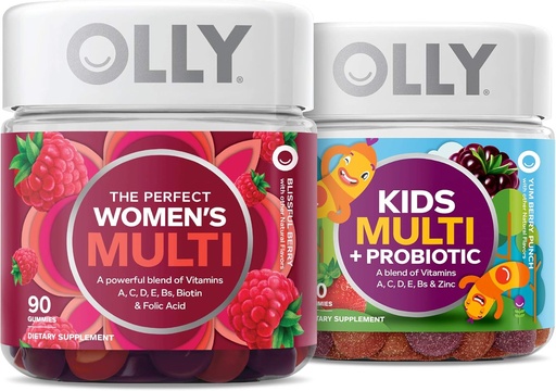 [BRSWGZD6CIMWEFYV] OLLY The Perfect Women Multi and Kid 's Multi + Probiotic Family Pack Cummies, 2 Count, Chewable Suppplement