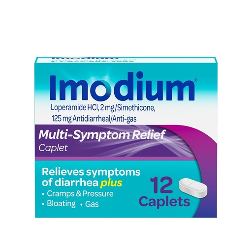 [BRSWIYYMAQAQIFDM] Imodium A-D Diarrhea Relief Caplets with 2 mg Loperamide Hydrochloride, Anti-Diarrheal Medication to Help Control Symptoms of Diarrhea Due to Traveler's Diarrhea, Easier to Open, 12 ct