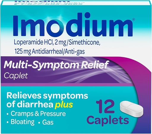 [BRSWIYYMAQAQIFDM] Imodium Multi-Συμπτώματα Συλλέκτες ανακούφισης, Loperamide Hydrochloride & Simethicone Anti-Diarrheal Medicine για την ανακούφιση της διάρροιας, αερίου, Bloating, Cramps & Pressure, HSA/FSA Επιλέξιμη, 12 ct