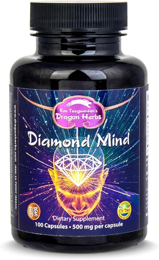 [BRSWIYILOUOGMD32] Dragoni maitsetaimed Taimne täiendus mälu ja kontsentratsiooni toetuseks, Vegan Adaptogenic valem Ginkgo, Schizandra & Eleuthero - Diamond Mind 100 kapslit