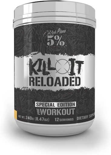 [BRSROYYZBF6RSA3K] 5% Nutrition Rich Piana Kill It Reloaded High Stim Pre-Workout | Ultra Energy,Focus,Power & Endurance Citrulline,GlycerSize,Nitrosigine,Creatine,Choline,Huperzine A (Maui Twist),1 pack,8.47 Ounce