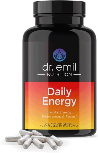 [BRSRMZL3BYHBQFY4] DR. EMIL NUTRITION Daily Energy Supplement - Sugar Free Energy Pills with 160mg Caffeine Per Serving - Energy Booster & Focus Supplement with Guarana Extract, L-Taurine & L-Theanine