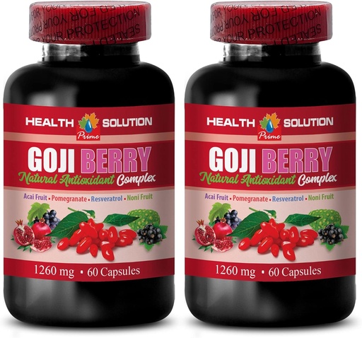 [BRSWGHYYDEOW2H3X] Brain and Memory Power Boost - Goji Berry - Natural ANTIOXIDANT Complex, Immune Support, Noni Supplement Pills, Mangosteen Extract, acai Berry, superfruit Complex, Energy Booster, 2 Bottles 120 Caps