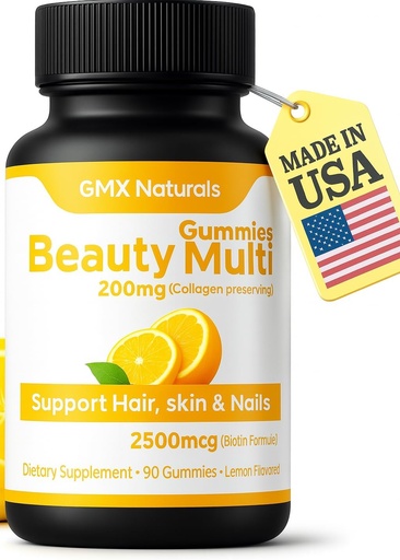 [BRSRA234OZ4BGCLJ] Кожа и нокти Витамини Гумени Поддръжка с Biotin & Collagen Lemon Flavor Non-GMO, Made in USA Gummy Витамини за жени 60 Gummy
