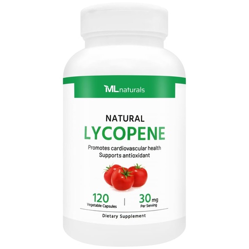 [BRSRMCQ7CUBWMFY2] ML Naturals Natural Lycopene 30mg (Per Serving) – 120 Vegetable Capsules – Supports Cardiovascular, Immune & Prostate Health