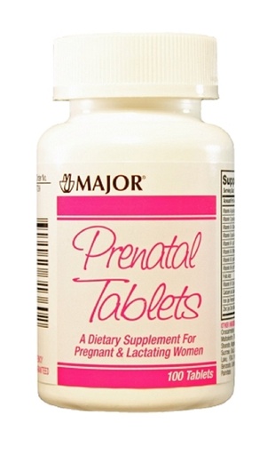 [BRSWKEY2OIGGO2DA] Major Pharmaceuticals Major PRENATAL TABS ASCORBIC ACID-100 MCG Pink 100 Tablets UPC 309045313602