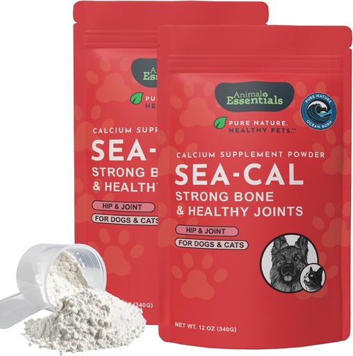 [BRSWGFQDBYIQ4FLV] Animal Essentials Sea-Cal - Pure Seaweed Calcium Powder for Dogs with Magnesium, Joint Supplement for Dogs & Cats for Healthy Bones & Teeth, Joint Health, Icelandic Seaweed Calcium - 12 oz (Pack of 2)