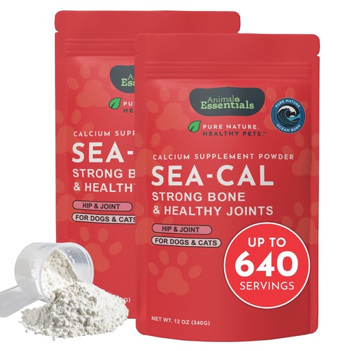 [BRSWGFQDBYIQ4FLV] Animal Essentials Seaweed Calcium Supplement for Dogs & Cats, 12 oz (2-Pack), Iceland Seaweed Magnesium, Boron, Zinc