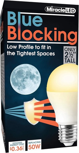 [BRSWYAA2BADWMDL3] Miracle LED 3W Blue Blocking Warm Yellow Tight-Spaces Sleep Bulb Replacing Up to 50W to Replicate Setting Sun and Produce Melatonin Organically, Amber Glow, 609013