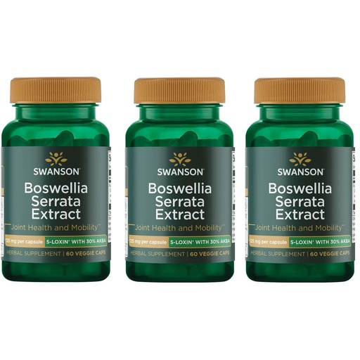 [BRSWGFD3B4IRE23F] Swanson Boswellia Serrata Extract 125 mg 60 Veg Caps 3 Pack