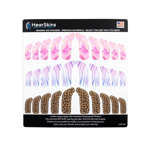[BRSROGQCOBYBEA3B] Hearing Aid Stickers Skins, Fits BTE and RIC Hearing Aid Sizes Universally Designed - Endless Customization! Choose from Several and Amplify Your Identity! (Marble)