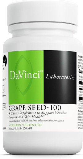 [BRSWIYIMOJ6BUETC] DAVINCI Labs Grape Frø-100 - Kosttilskudd for å støtte immunsystemet, vaskulær funksjon og sunn hud* - med 100 mg Grape Frø Ekstrakt per servering - Glutenfri - 90 vegetariske kapsler