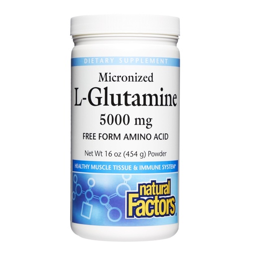 [BRSWIGAZA56G2ALK] Natural Factors Micronized L-Glutamine 5,000 mg Powder - Easy Absorption Gut Health Support Supplement - Powder Amino Acid Supplement Supports Muscle Recovery - 16 oz (90 Servings)
