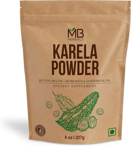 [BRSWYFI2BYDW22D6] MB Herbals De-Seeded Karela Powder 8 oz / 227 Gram (0.5 lb) | 100% Pure Bitter Melon Powder | Momordica charantia Fr. | No Preservatives Non GMO Gluten Free