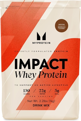 [BRSWIFYTC4BA23DE] Myprotein Impact Whey Protein Powder, 2.2 Lbs (31 Servings) Mocha, 22g Protein & 5g BCAA Per Serving, Shake for Superior Performance