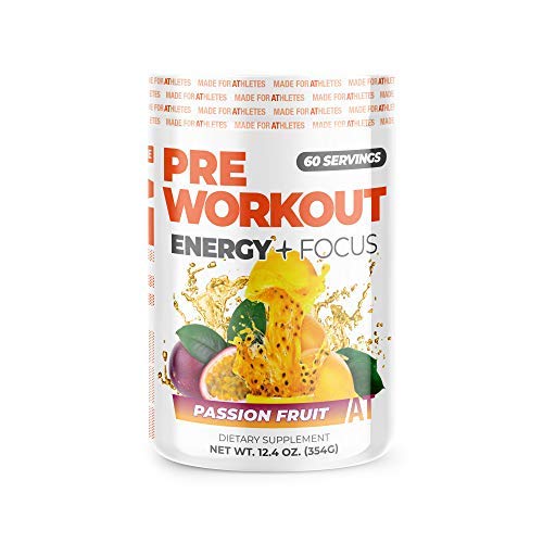 [BRSWKZTROB4GAGYV] About Time Pre Workout Energy + Focus, Passion Fruit | 60mg Caffeine from Green Tea, Natural Flavors, No Jitters or Crashes, Gluten Free, Sugar Free, 60 Servings