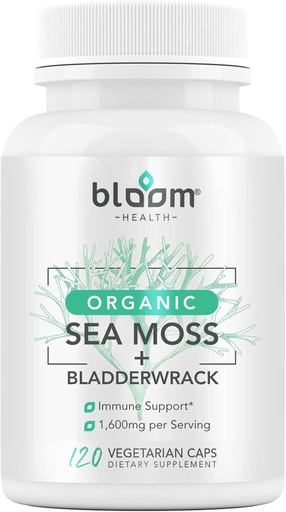 [BRSWY2QPAENREAD6] Sea Moss Supplement - Natural Irish Moss immuunsüsteemi toetuseks - Non-GMO Seamoss Kapslid kilpnäärme tervise - Vegan Toores Seamoss pillid loodusliku pulbriga - 120 Vegetarian Caps