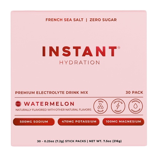 [BRSRAFQFDMJRQYLO] Instant Hydration Electrolytes Powder Packets - Watermelon Electrolyte Drink Mix - Zero Sugar - Keto, Vegan, Gluten-Free, Non-GMO - Boost Recovery, Brain Health, Muscle & Tissue Support- 30 Sticks