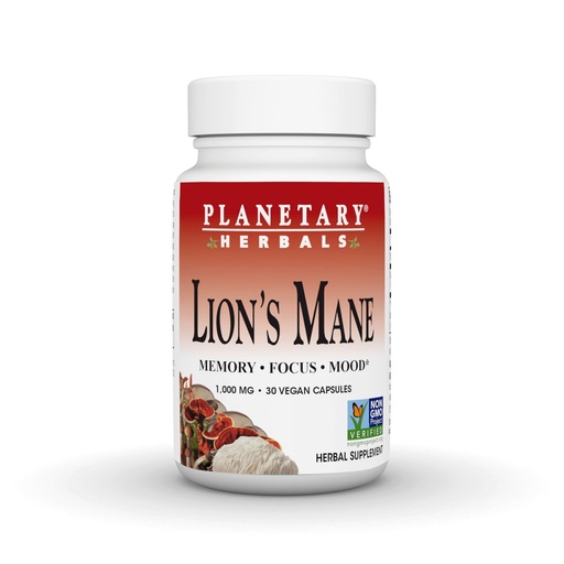 [BRSROZT6B4FRGH3H] Planetary Herbals Lion's Mane, for Memory, Focus, and Mood*, 1,000 mg - 30 Vegan Capsules