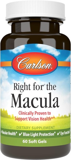 [BRSWECQ2B4CQMDI7] Carlson - Right for The Macula, Clinically Proven to Support Vision Health, Macular Health, Blue Light Protection & Eye Function, 60 Softgels
