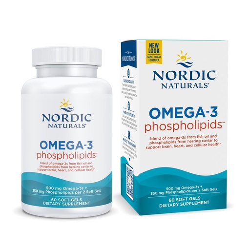 [BRSWIHAGDENGGG3A] Nordic Naturals Omega-3 Phospholipids, Unflavored - 60 Soft Gels - 500 mg Omega-3 & 350 mg Phospholipids - Heart & Brain Health - Small, Easy-to-Swallow Soft Gels - Non-GMO - 30 Servings
