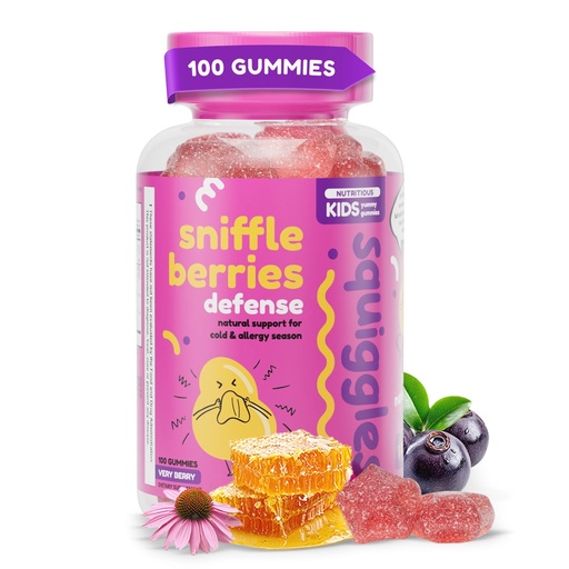 [BRSROFD7OF6QOELK] Squiggles Sniffle Berries Elderberry Gummies with Bee Propolis & Echinacea, Kids Immune Booster, Propolis Gummies for Health, Toddler Vitamins for Immune Support, Tasty Chewy Gummy (100 Count)