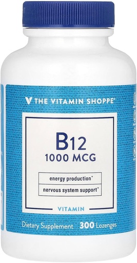 [BRSWIYTYOEDREHQV] The Vitamin Shoppe Vitamin B12 1,000mcg - Supports Energy Production, Once Daily Dietary Supplement - Vitamin B-12 (As Cyanocobalamin), Gluten & Dairy Free (300 Lozenges)