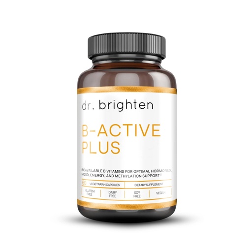 [BRSWGBAKC55READ6] Dr. Brighten B-Active Plus — Vegan B Vitamin Supplement for Energy, Metabolism, Heart Health, Improved Memory — 60 Capsules