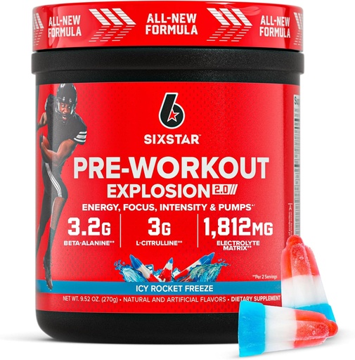 [BRSROH3QC4AQMH3O] Six Star Pre-Workout порошок для чоловіків і жінок, ICY Rocket Freeze (30 сервірування) - Попереднє тренування Explosion 2.0 Energy Powder Пити суміш з бета-аланіном і кофеїном - Спорт харчування добавки продукти