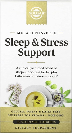 [BRSW2EAZOZ5R4YLD] Solgar Sleep & Stress Support, Vegetable Capsules, Melatonin Free, Helps Relax, Calm You, Fall Asleep Quickly, Improve Sleep Quality with Valerian, Passionflower, Hops, Non-GMO, 15 Servings, 30 Count