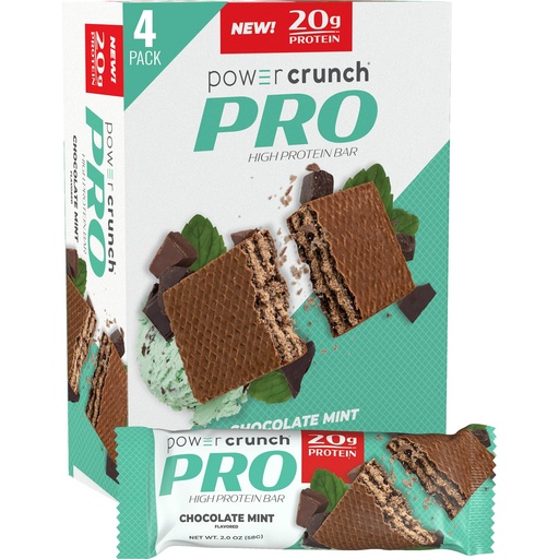 [BRSROBL3OYHRUGTA] Power Crunch PRO Protein Wafer Bars, High Protein Snacks with Delicious Taste, Chocolate Mint, 2.0 Ounce (4 Count)