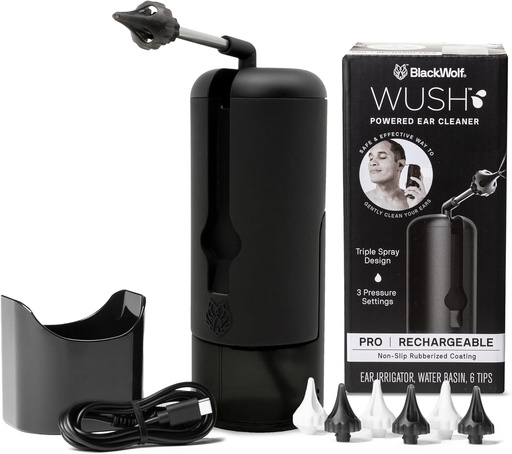 [BRSW2CT3OQNBQHLP] Wash Pro By Black Wolf- Deluxe Water Pounced Ear Cleaner - Safe & Effective- Electriple Jet Stream 3 Tekanan Pengaturan Untuk Ear Wax Buildup- Ear Wax Removal Kit- Water Resistant USB Rechargable