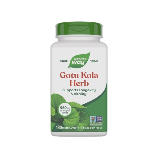 [BRSWKFYDOAFB4AAV] Nature's Way Premium Herbal Gotu Kola Herb 950 mg per Serving 180 VCaps