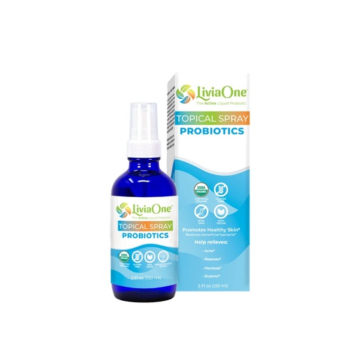 [BRSWGATYO4JQOEL5] LiviaOne Topical Liquid Probiotics Spray, USDA-Certified Organic Probiotics, Gluten- and Allergen-Free Vegan Probiotics, Non-GMO and Raw, 2 Fl Oz (Pack of 1)
