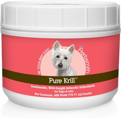 [BRSWYGIBCF5GYFIZ] Herbsmith Pure Krill - Wild-Caught Antarctic Krill - Just 1 Ingredient - Astaxanthin for Dogs - Ready-to-Use Omega 3s – Alternative to Krill Oil for Dogs - 400g