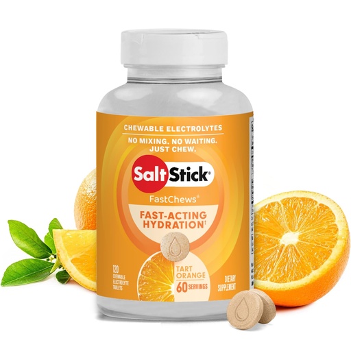 [BRSROHYRCQNBODLL] SaltStick Electrolyte FastChews - 120 Orange Chewable Tablets - Salt Tablets for Running and Hydration, Electrolyte Chews - 120 Count