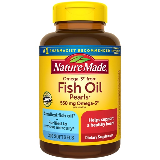 [BRSWYYDRBBYWKCDV] Nature Made Omega 3 Fish Oil Supplements, 550mg Per Serving, Fish Oil Omega 3 Supplements as Ethyl Esters for Healthy Heart Support, 300 Softgels, 100 Day Supply