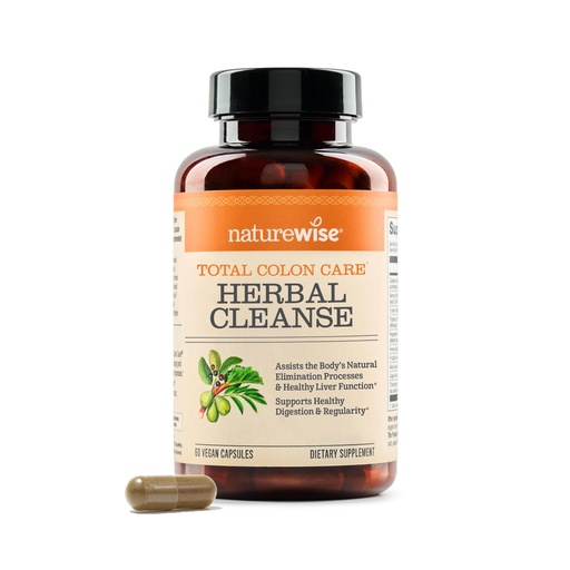 [BRSWIAIKCAMBCDY3] Naturewise Total Colon Care Herbal Cleanse - With Prebiotics, Botanicals, & Antioxidants - for Regular Bowel Movement, Digestion, Gut Health - Vegan, Gluten-Free, Non-GMO - 60 Capsules[2-Month Supply]