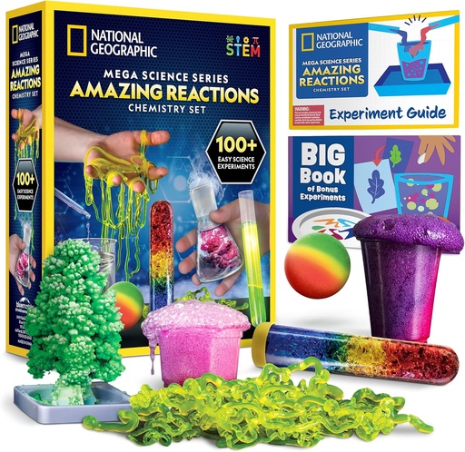 [BRSW2YIKCMJQ2CYV] National Geographic Amazing Chemistry Set - Chemistry Kit with 45 Science Experiments Including Crystal Growing and Reactions, Science Kit for Kids, STEM Gift for Boys and Girls (Amazon Exclusive)