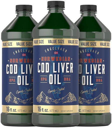 [BRSWGEL4OYDWEF32] Carlyle Norwegian Cod Liver Oil | 16oz | Pack of 3 Bottles | Liquid Unflavored Fish Oil Supplement | Non-GMO, Gluten Free