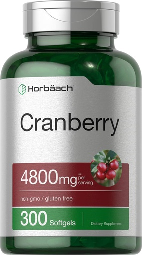 [BRSW2FIOPMMBAEL4] Horbäach Cranberry Pills | 300 Softgels | Non-GMO, Gluten Free Supplement | from Concentrate Extract