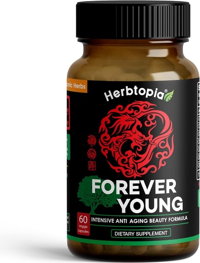 [BRSWGZLYCABBMC3X] Forever Young Longevity Supplement for Immunity, Anti Gray Hair, Telomere Lengthening & Happy Mood w/Ginseng, Astragalus, Lions Mane, Reishi Mushroom, Codonopsis | Organic - 60 Caps