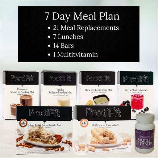 [BRSW2CAFCANGKHIZ] PROTIFIT - High Protein Meal Plan Starter Kit, 15g Protein Supplements & Snacks, 30 day Multivitamin, Ideal Protein Compatible (7 Day Kit)