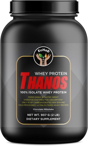 [BRSRAYIPOAORYFY4] EcHaD WHEY Protein Thanos - 100% Isolate Whey Protein, Chocolate Milkshake Flavor, 907 G (2 LB) - Dietary Supplement