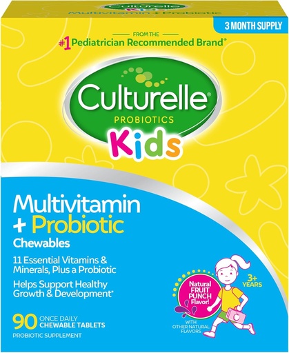[BRSROA3QCIGRECA4] Culturelle Kids Complete Chewable Multivitamin + Probiotic Για Παιδιά, Ηλικίες 3+, 90 Count, Digestive Health, Στοματική Υγεία & Ανοσολογική Υποστήριξη - Με 11 Βιταμίνες & Ορυκτά, συμπεριλαμβανομένης της βιταμίνης C, D3 & Ψευδάργυρος