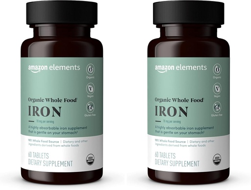 [BRSRAGT7BN5G2AYZ]   Elements Organic Whole Food Iron, 60 Tablets (Pack of 2)